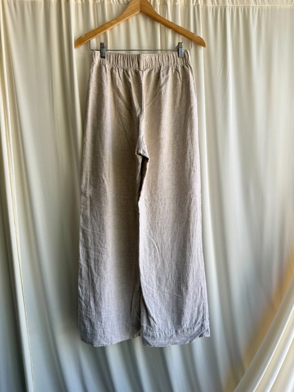 Abercrombie & Fitch Linen Blend Wide Leg Pants Oatmeal XS Pull On - Picture 2 of 3